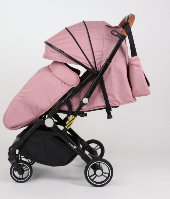 Carucior Sport pentru Copii, cu pozitie de somn, Troller transport par avion, Spatar reglabil prin centura, Geanta pentru scutece, Tehnologia inovatoare One-Hand Folding, Maner reversibil, Roz [3]