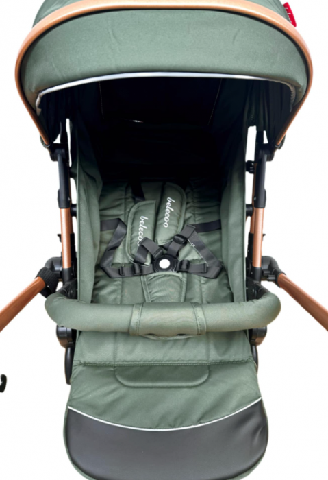 Carucior Sport Pentru Copii, Maner reversibil, Suport biberon, Plasa de tantari, Copertina extensibila, Cu suspensii, Recomandat transport par avion, Kaki [3]