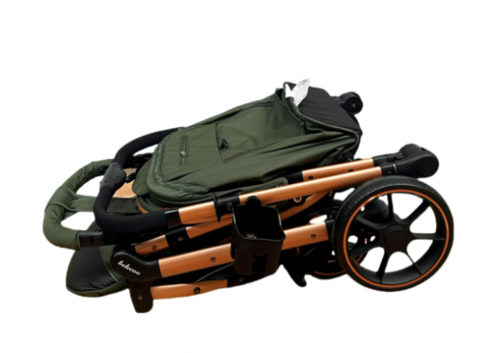 Carucior Sport Pentru Copii, Maner reversibil, Suport biberon, Plasa de tantari, Copertina extensibila, Cu suspensii, Recomandat transport par avion, Kaki [8]