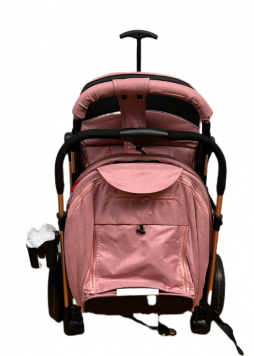 Carucior Sport Pentru Copii, Maner reversibil, Suport biberon, Plasa de tantari, Copertina extensibila, Cu suspensii, Recomandat transport par avion, Roz - Copie [4]