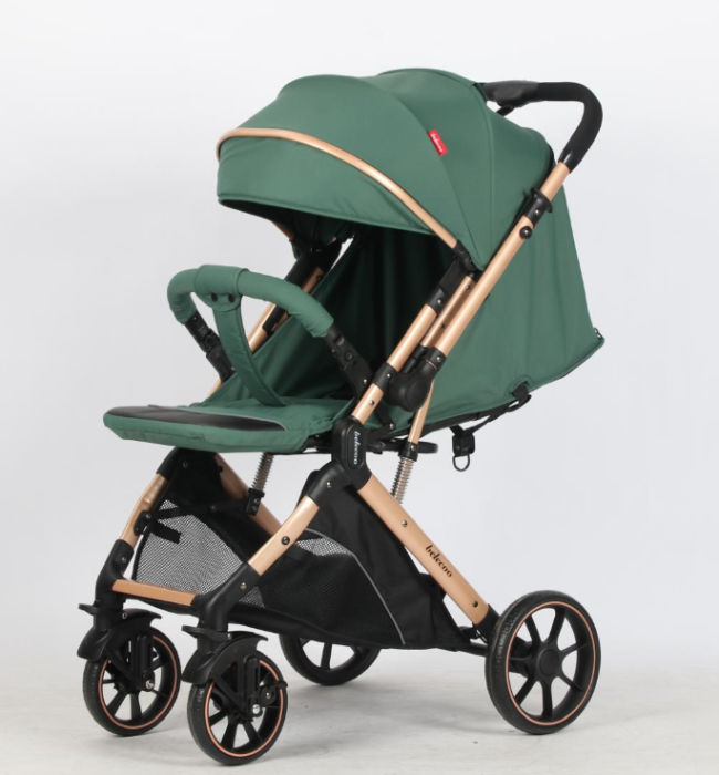 Carucior Sport Pentru Copii, Maner reversibil, Suport biberon, Plasa de tantari, Copertina extensibila, Cu suspensii, Recomandat transport par avion, verde [4]