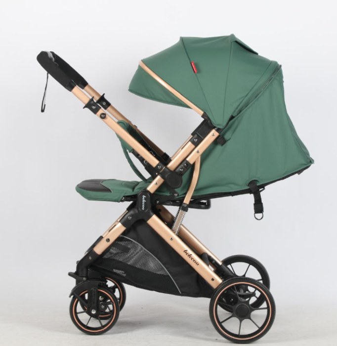 Carucior Sport Pentru Copii, Maner reversibil, Suport biberon, Plasa de tantari, Copertina extensibila, Cu suspensii, Recomandat transport par avion, verde [2]