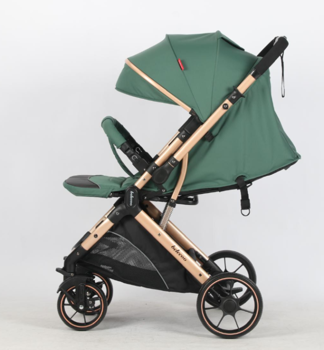 Carucior Sport Pentru Copii, Maner reversibil, Suport biberon, Plasa de tantari, Copertina extensibila, Cu suspensii, Recomandat transport par avion, verde [3]