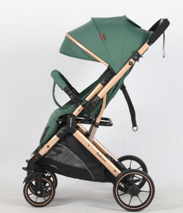 Carucior Sport Pentru Copii, Maner reversibil, Suport biberon, Plasa de tantari, Copertina extensibila, Cu suspensii, Recomandat transport par avion, verde [6]