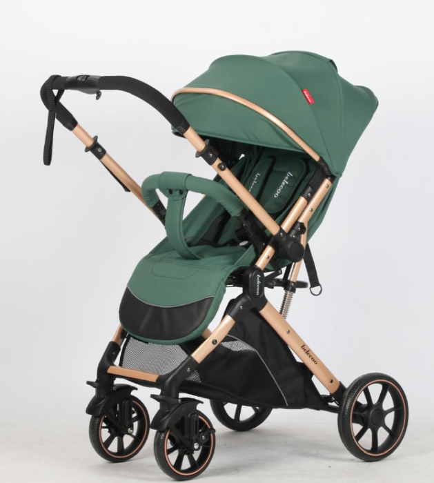 Carucior Sport Pentru Copii, Maner reversibil, Suport biberon, Plasa de tantari, Copertina extensibila, Cu suspensii, Recomandat transport par avion, verde [5]