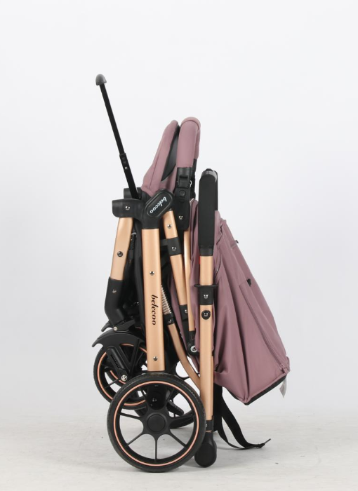 Carucior Sport Pentru Copii, Maner reversibil, Suport biberon, Plasa de tantari, Copertina extensibila, Cu suspensii, Recomandat transport par avion, Roz pudra [9]