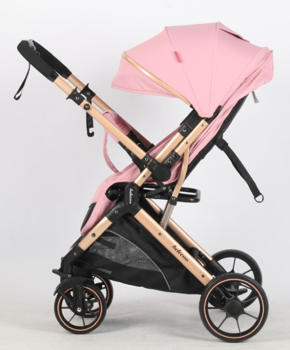 Carucior Sport Pentru Copii, Maner reversibil, Suport biberon, Plasa de tantari, Copertina extensibila, Cu suspensii, Recomandat transport par avion, Roz [9]