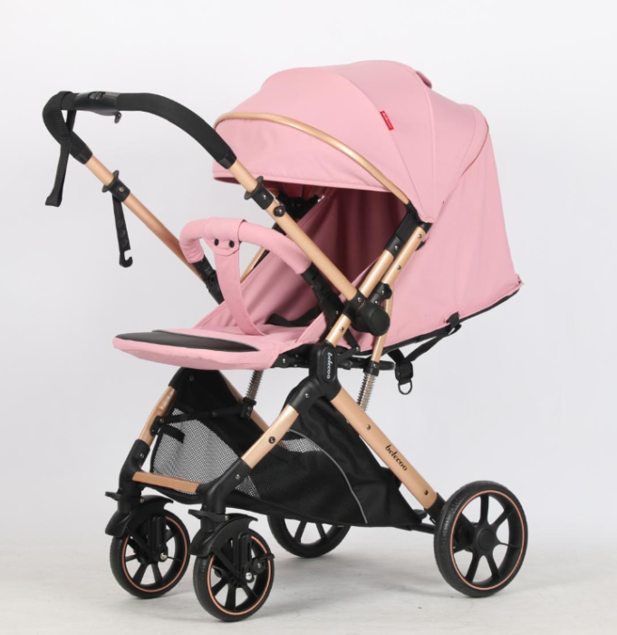 Carucior Sport Pentru Copii, Maner reversibil, Suport biberon, Plasa de tantari, Copertina extensibila, Cu suspensii, Recomandat transport par avion, Roz [3]