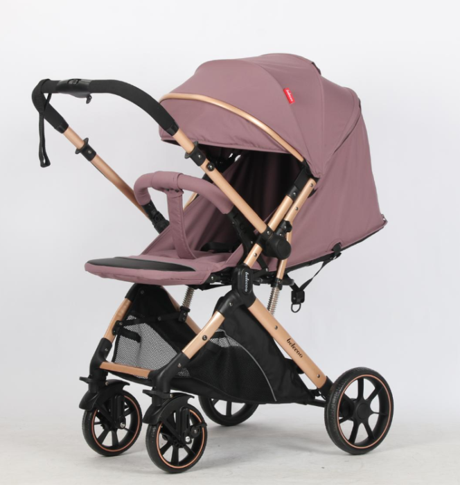 Carucior Sport Pentru Copii, Maner reversibil, Suport biberon, Plasa de tantari, Copertina extensibila, Cu suspensii, Recomandat transport par avion, Roz pudra [4]