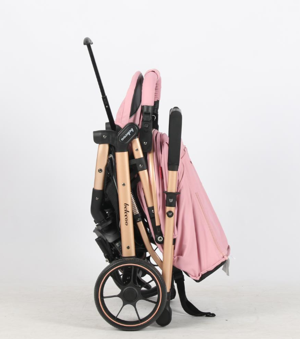Carucior Sport Pentru Copii, Maner reversibil, Suport biberon, Plasa de tantari, Copertina extensibila, Cu suspensii, Recomandat transport par avion, Roz [11]