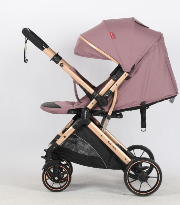 Carucior Sport Pentru Copii, Maner reversibil, Suport biberon, Plasa de tantari, Copertina extensibila, Cu suspensii, Recomandat transport par avion, Roz pudra [3]