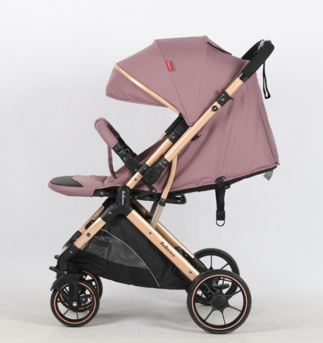 Carucior Sport Pentru Copii, Maner reversibil, Suport biberon, Plasa de tantari, Copertina extensibila, Cu suspensii, Recomandat transport par avion, Roz pudra [2]
