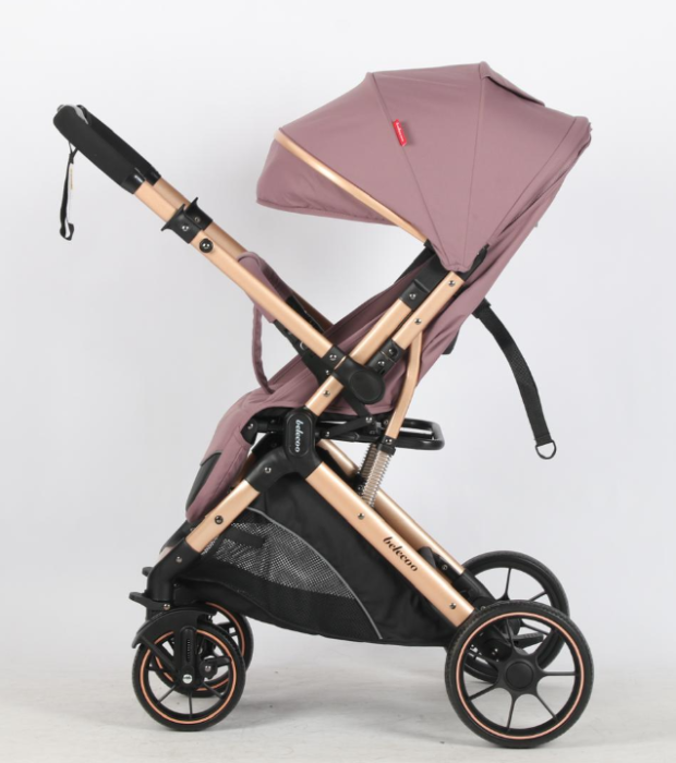 Carucior Sport Pentru Copii, Maner reversibil, Suport biberon, Plasa de tantari, Copertina extensibila, Cu suspensii, Recomandat transport par avion, Roz pudra [7]