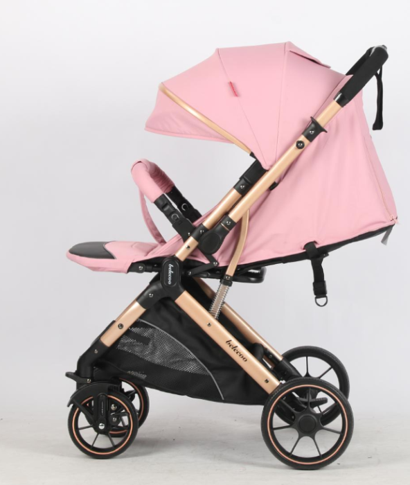 Carucior Sport Pentru Copii, Maner reversibil, Suport biberon, Plasa de tantari, Copertina extensibila, Cu suspensii, Recomandat transport par avion, Roz [2]