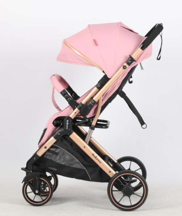 Carucior Sport Pentru Copii, Maner reversibil, Suport biberon, Plasa de tantari, Copertina extensibila, Cu suspensii, Recomandat transport par avion, Roz [8]