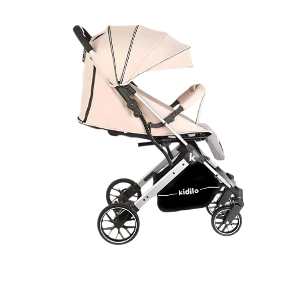 Carucior sport, pliere tip troler, pozitie de somn, cu suspensii, cu copertina rezistenta la apa, Bej [3]