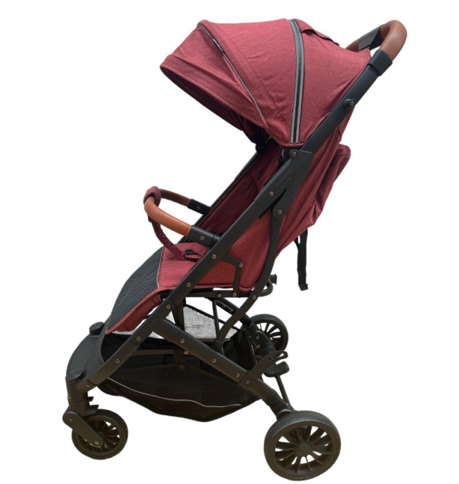 Carucior sport, tip troler, Cu husa de iarna detasabila, Roti cauciuc, Strangere ultracompacta, S1, Rosu grena [3]