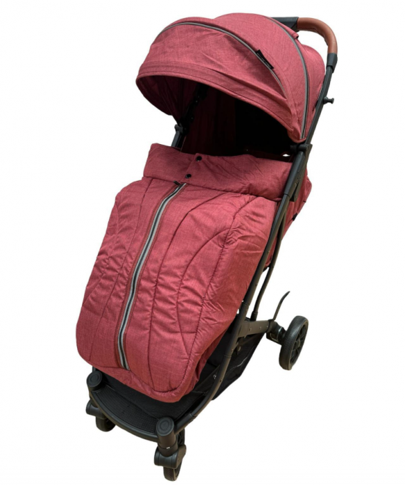 Carucior sport, tip troler, Cu husa de iarna detasabila, Roti cauciuc, Strangere ultracompacta, S1, Rosu grena [5]