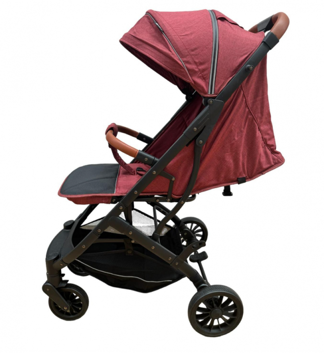 Carucior sport, tip troler, Cu husa de iarna detasabila, Roti cauciuc, Strangere ultracompacta, S1, Rosu grena [4]