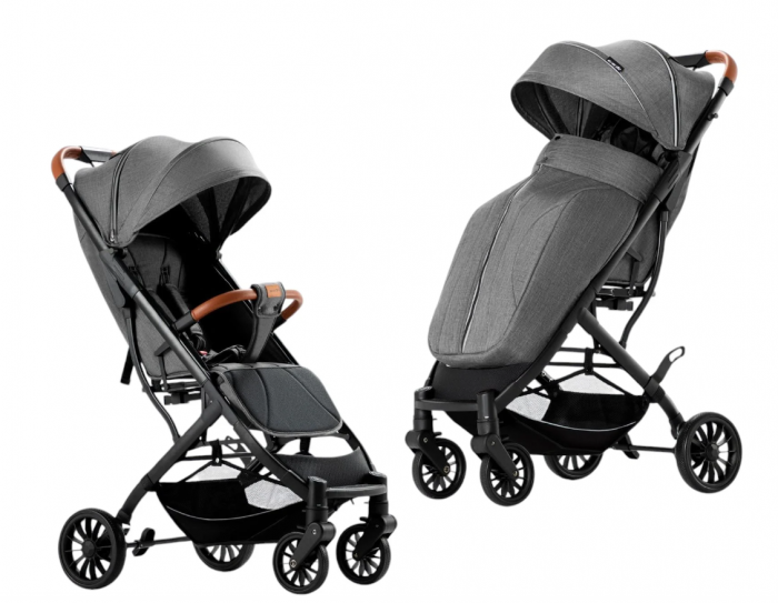 Carucior sport, tip troler, Cu husa de iarna detasabila, Roti cauciuc, Strangere ultracompacta, S1, Gri [8]