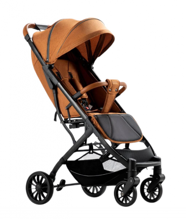 Carucior sport, tip troler, Cu husa de iarna detasabila, Roti cauciuc, Strangere ultracompacta, S1, Caramiziu [3]