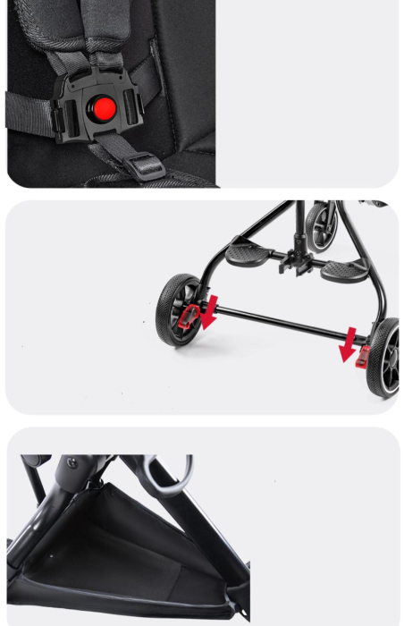 Carucior sport, protectie UV,ultracompact, scaun reversibil, parasolar reglabil, panza oxford, negru [8]