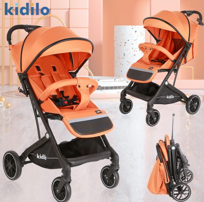 Carucior sport, ultrausor si ultracompact, tip troller, maner si accesorii din piele, copertina cu prelungire, Kidilo [4]