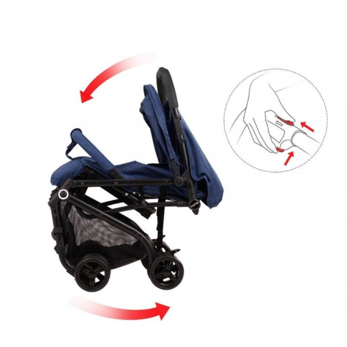 Carucior sport, ultrausor si ultrapliabil, cu pozitie de somn, tip troller, cu accesorii din piele, albastru [2]