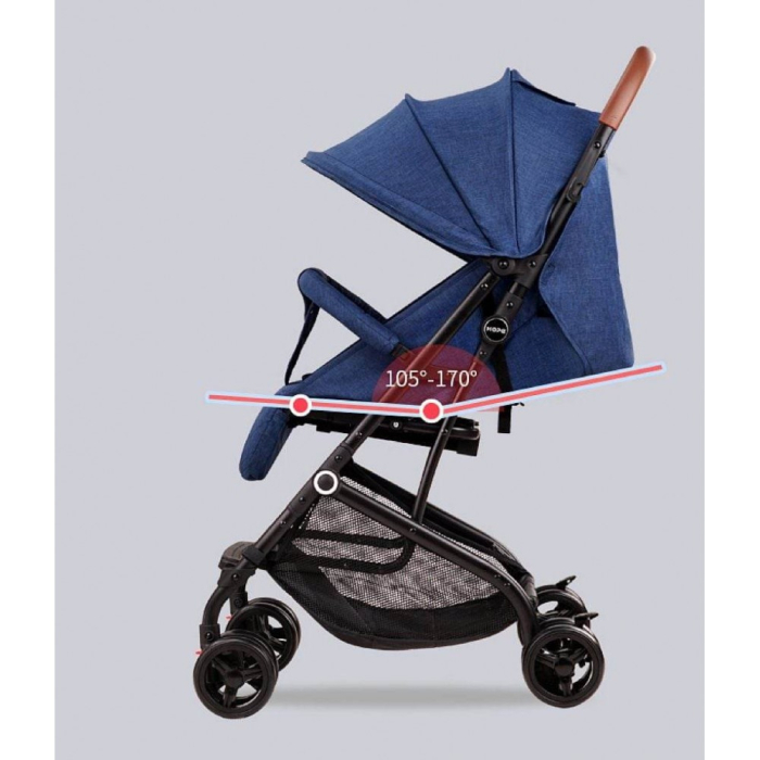 Carucior sport, ultrausor si ultrapliabil, cu pozitie de somn, tip troller, cu accesorii din piele, albastru [3]