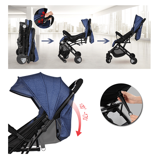 Carucior sport, ultrausor si ultrapliabil, cu pozitie de somn, tip troller, cu accesorii din piele, sarcina maxima 22 Kg [6]