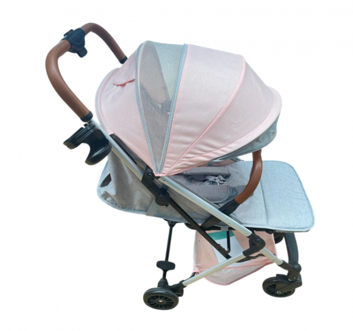 Carucior sport, ultrausor si ultrapliabil, cu pozitie de somn, tip troller, cu accesorii din piele, sarcina maxima 22 Kg - Bubu-Still, Roz [1]