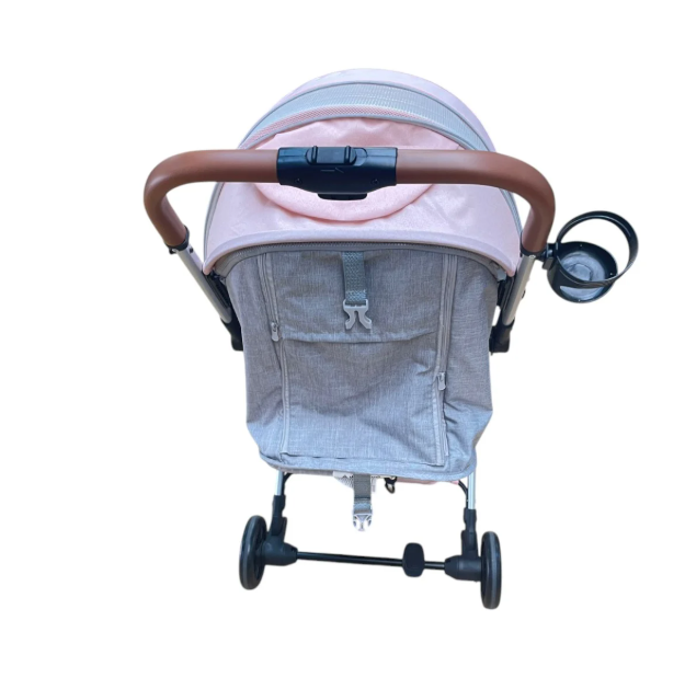 Carucior sport, ultrausor si ultrapliabil, cu pozitie de somn, tip troller, cu accesorii din piele, sarcina maxima 22 Kg - Bubu-Still, Roz [5]