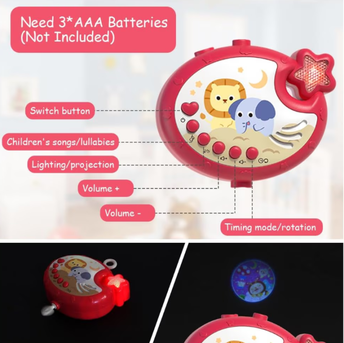 Carusel muzical pentru patut Sky, cu telecomanda, roz [4]