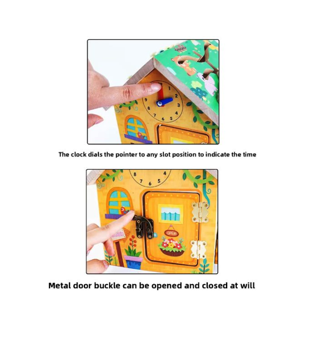 Casuta multifunctionala cu activitati, ceas, roti zimtate, sortator forme diverse [4]