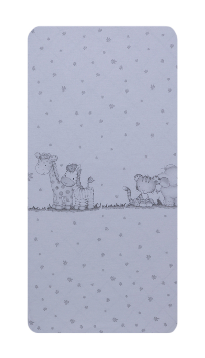 Cearceaf din bumbac pentru saltea 120x60 cm, Safari Friends alb, Beberoyal [1]