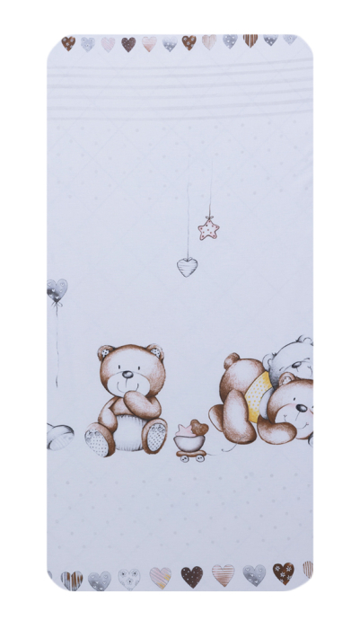 Cearceaf din bumbac pentru saltea 120x60 cm, Teddy Bear&Hearts Alb, Beberoyal [1]