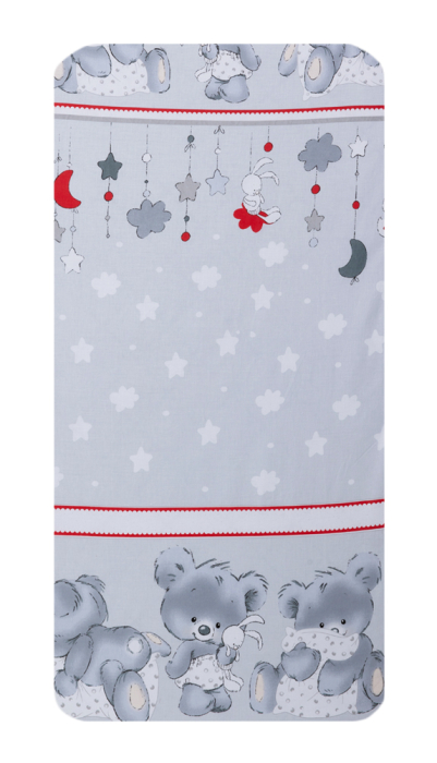 Cearceaf din bumbac pentru saltea 120x60 cm, Urs iepuras gri, Beberoyal [1]