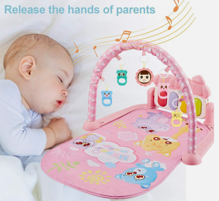Centru de activitati si joaca, saltea Interactiva pentru copii, cu sunete, multifunctional cu pian si jucarii zornaitoare [3]