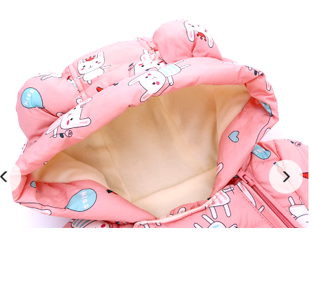 Combinezon imblanit, cu gluga si fermoare, Imprimat roz [3]