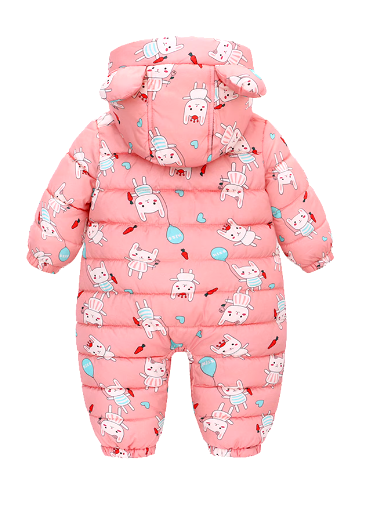 Combinezon imblanit, cu gluga si fermoare, Imprimat roz [4]