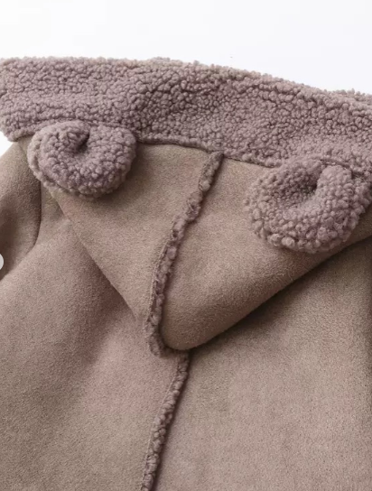 Combinezon bebelusi, Din blanita, Cu gluga si buzunar, Maro [5]