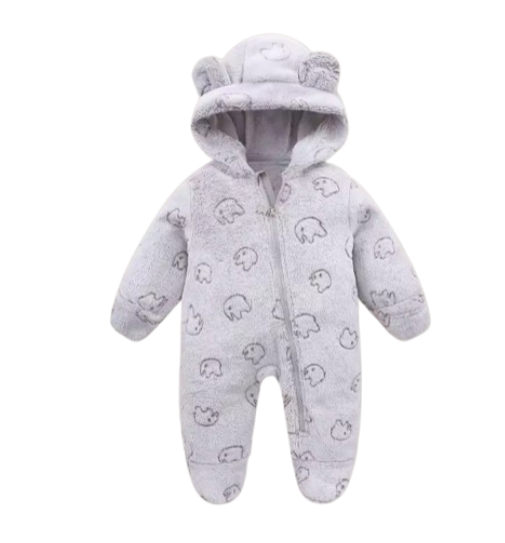 Combinezon bebelusi, Flausat, Cu urechi, Gri [1]