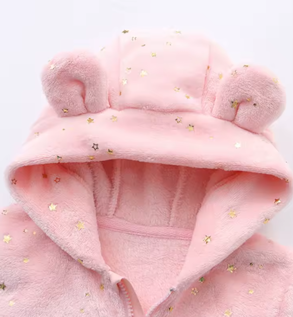 Combinezon bebelusi, Flausat, Cu urechi, Roz [3]