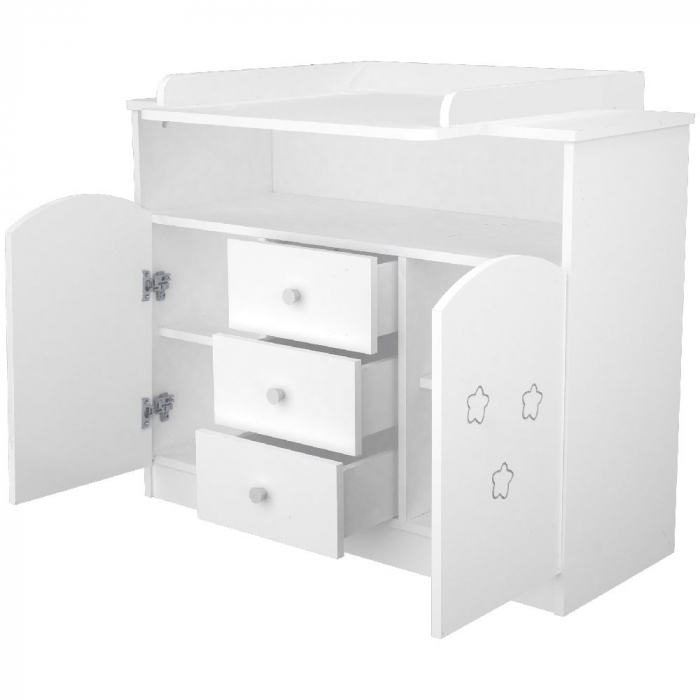 Comoda de infasat Hubners Matei 106 cm alb cu stelute [2]