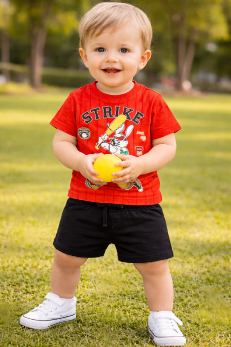 Compleu 2 piese, de vara, Bunny, rosu [2]