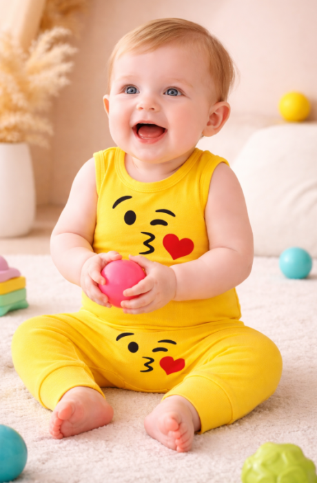Compleu 2 piese, Imprimeu Emoji, Bebe iubitor [2]