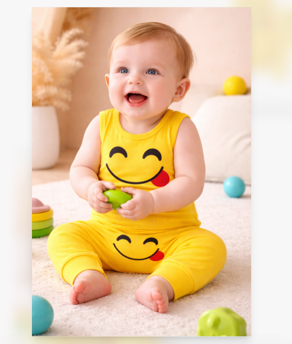 Compleu 2 piese, Imprimeu Emoji, Bebe Mancacila [2]