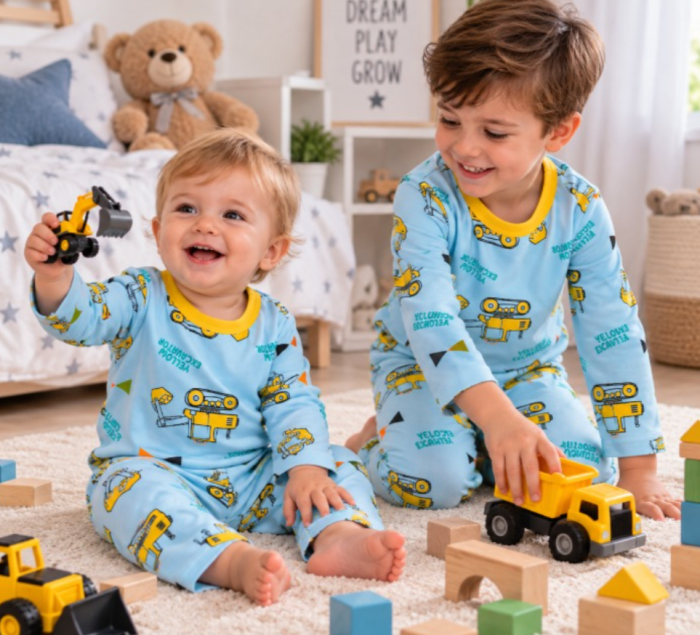 Compleu 2 piese, pentru copii, tip pijama, din bumbac 100%, Cars, Bleu [3]