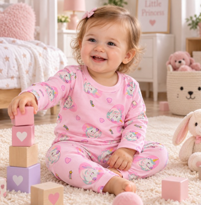 Compleu 2 piese, pentru copii, tip pijama, din bumbac 100%, Pony [3]