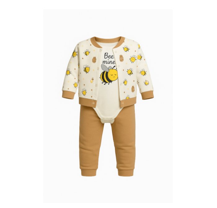 Compleu 3 piese, cu body, albinuta harnica [2]